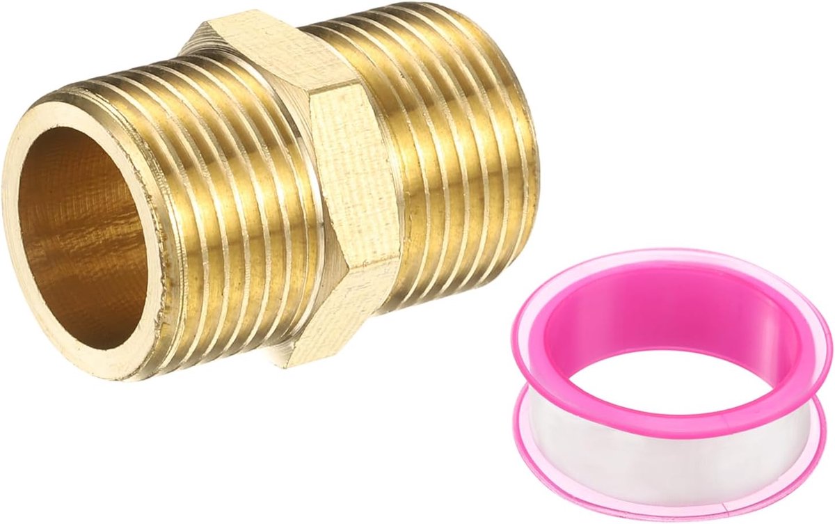 Messing Pijp Fitting, 3/8 "BSP Mannelijk x 3/8" BS Buitendraad Connector Messing Hex Pijp Fitting Adapter voor Gas Water Koelsysteem Conversie
