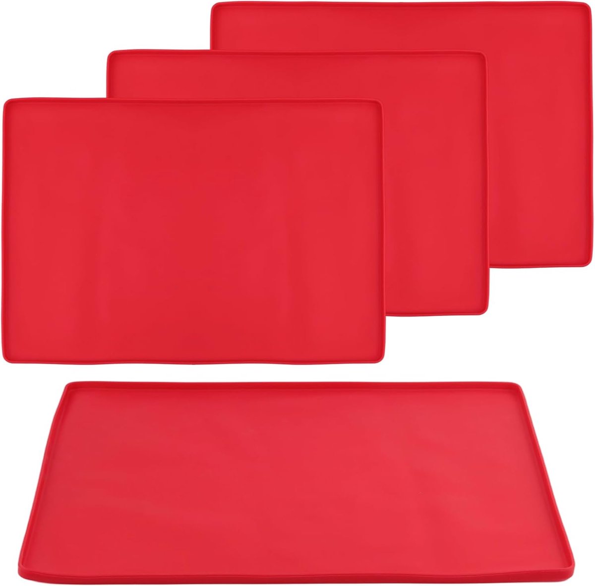 Dailygoods- Bakmat Set van 4 - Siliconen Antiaanbaklaag - 30 x 40 cm - Temperatuurbestendig - Praktische Rand - Eenvoudig te Reinigen - Bakplaat
