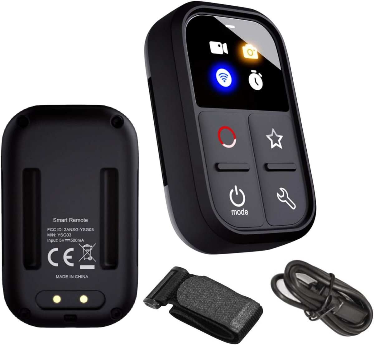 camera-afstandsbediening, 15 m bedieningsafstand, 1 m waterdicht, ingebouwde 435 mAh batterij met polsband, oplaadkabel voor Hero 13/12/11/10/9/8/Max