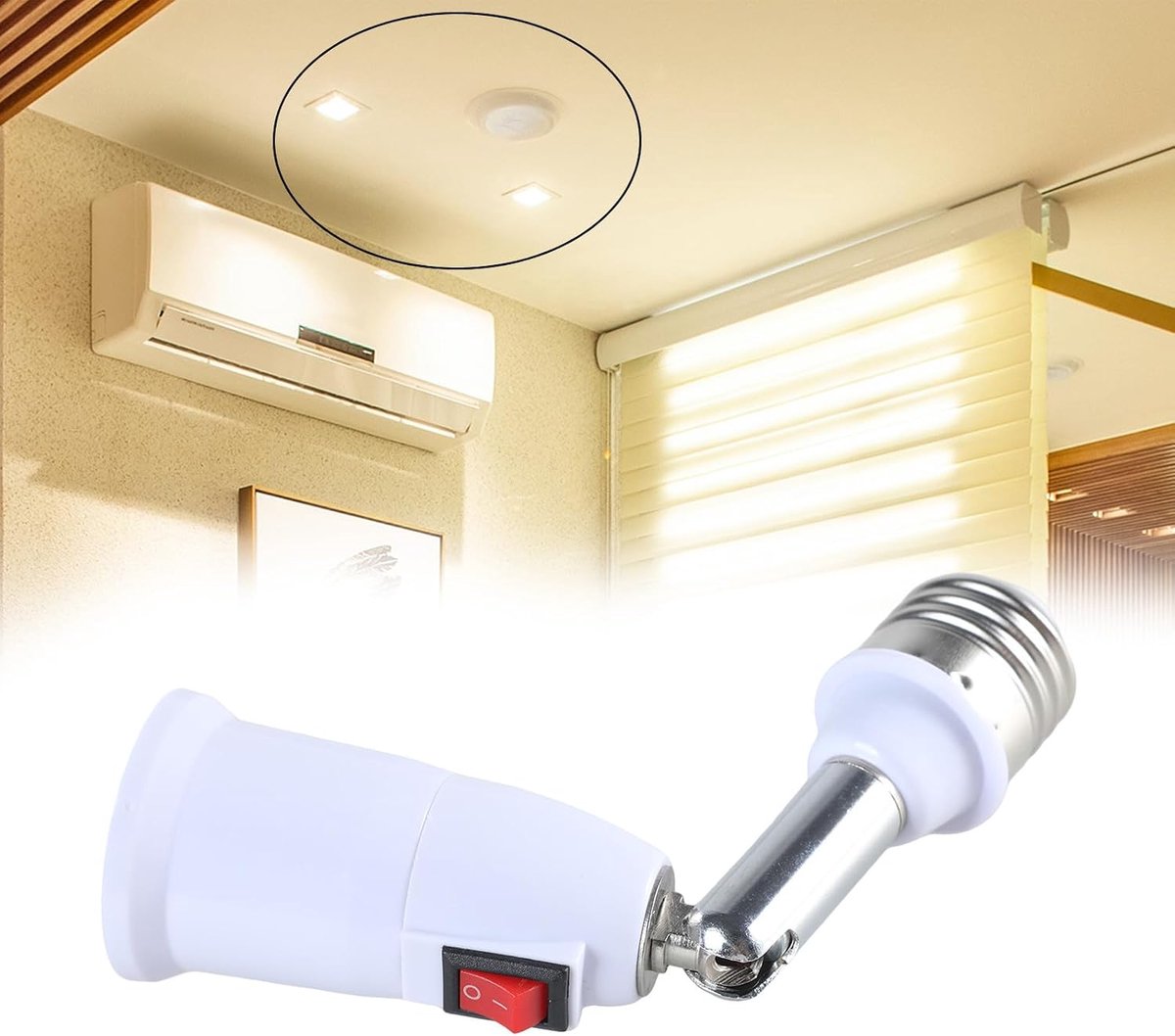 Lampvoet E27 naar E27, 180 graden roterende buis, verlenglamphouder voor LED-gloeilamp, kopconversiestekker