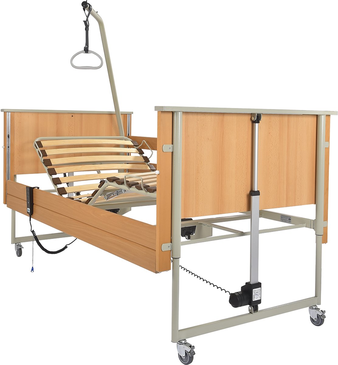 aks D4 low entry zorgbed – laag instapbed vanaf 22cm met valpreventie en houten lattenbodem Beige