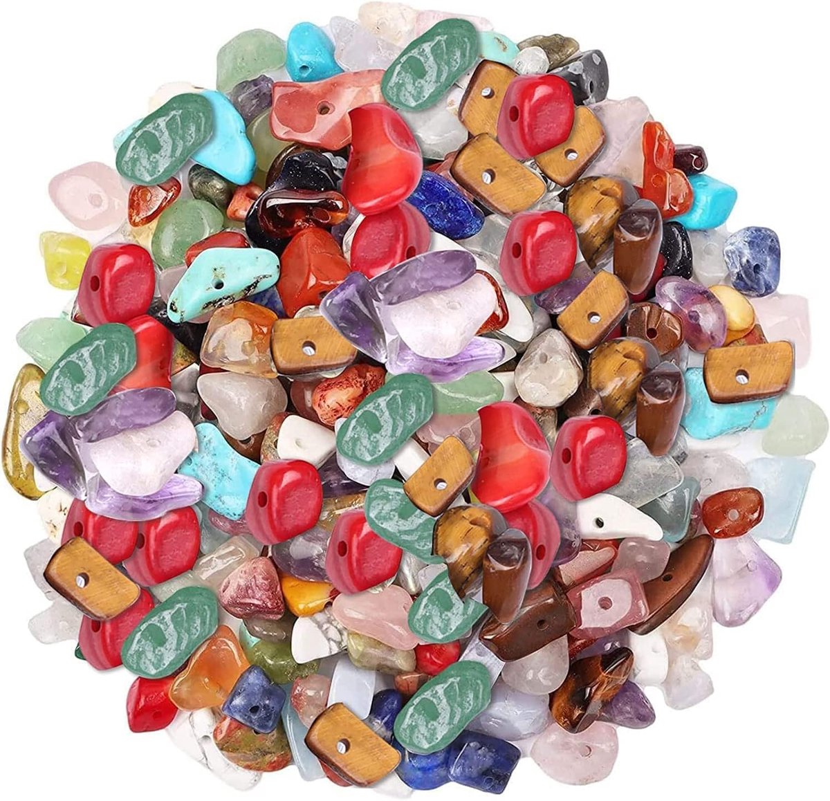 Kralen, 7 chakra-edelstenen om te rijgen, kristallen stenen kralen, 5-8 mm geboorde edelstenen voor armbanden, kettingen, oorbellen, doe-het-zelf sieraden maken, knutselen
