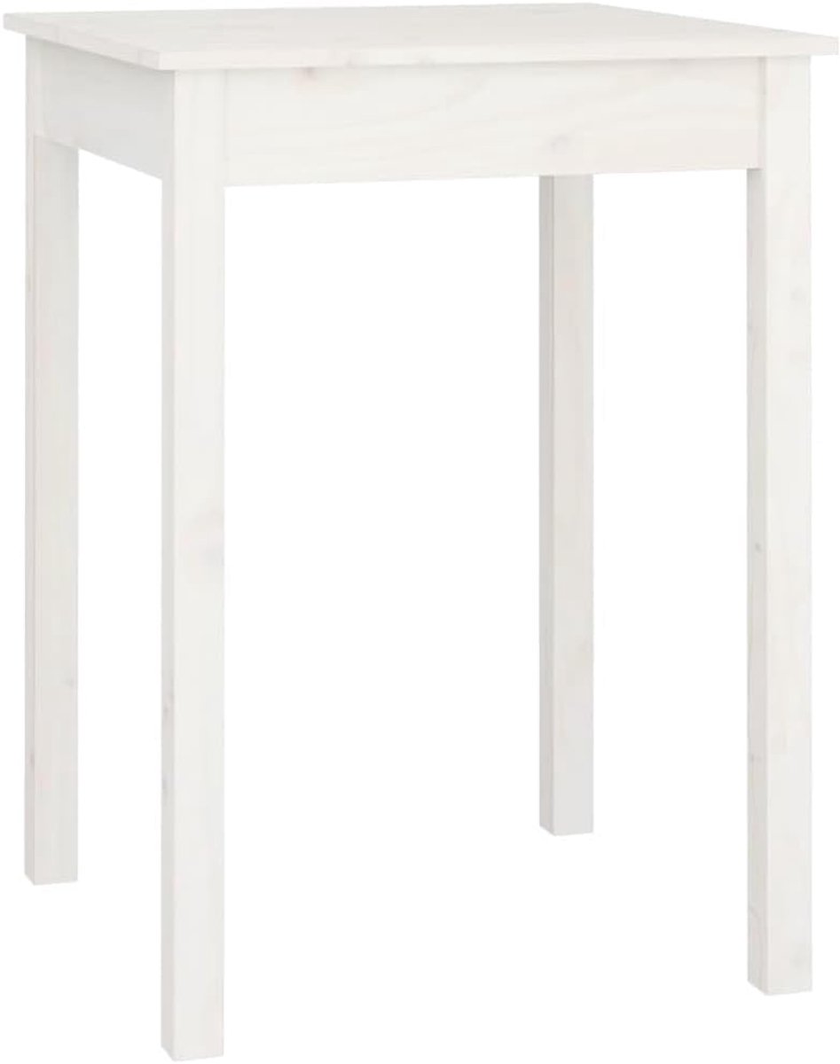 Ronde eettafel van massief grenenhout, 55 x 55 x 75 cm, in wit, voor keuken of eetkamer, stabiel houten frame, veelzijdig als toontafel te gebruiken, inclusief