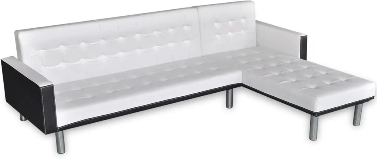 Hoekbank met slaapfunctie kunstlederen hoekbank L-vorm sofa loungesofa slaapbank bank garnituur woonkamer bank voor woonkamer & balkon kunstleer wit