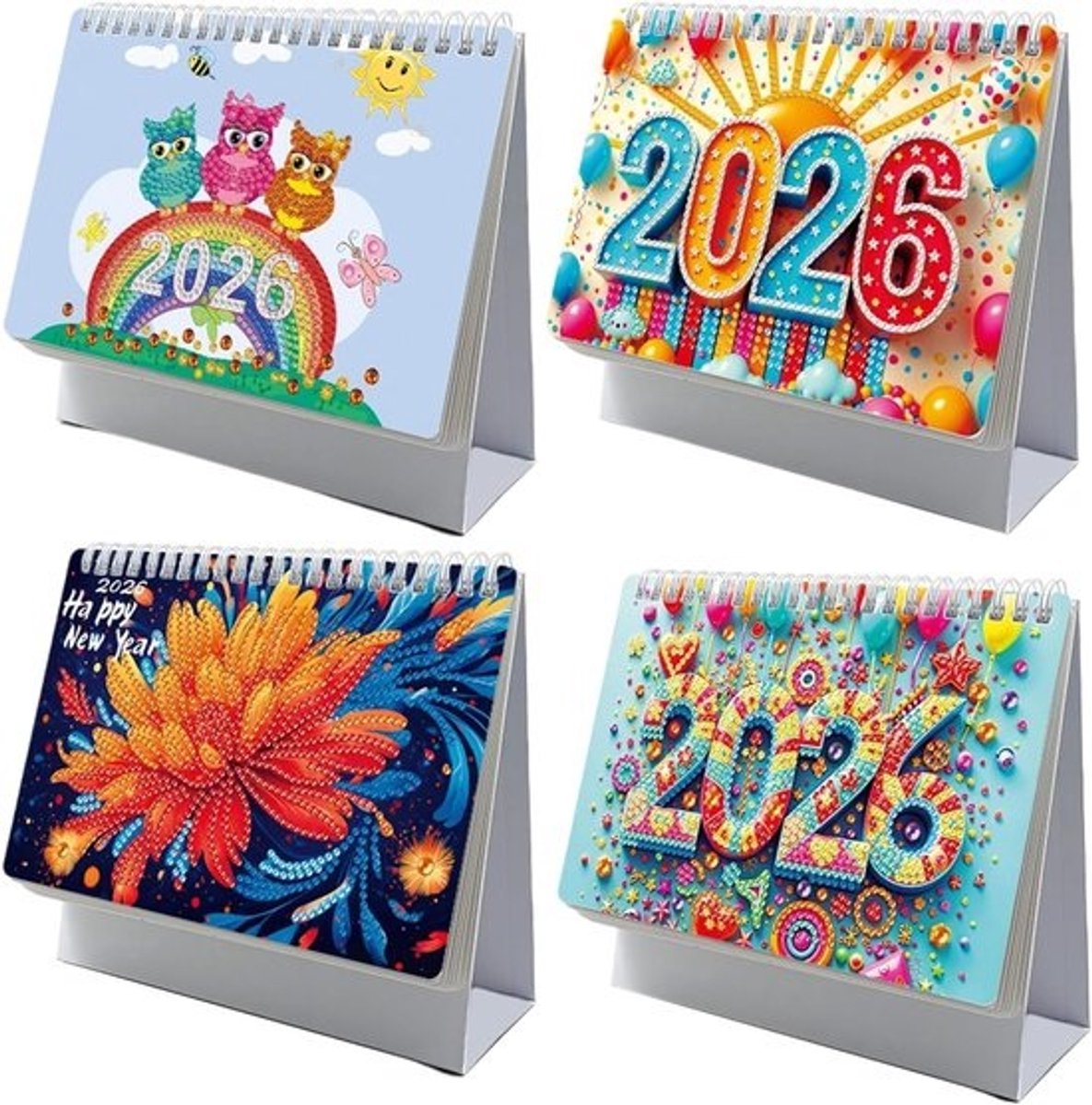 Bureaukalender 2026 - Kunst Edelsteen - Tijdmanagement Planner - 12 Maanden Overzicht - 19.5 x 17 cm