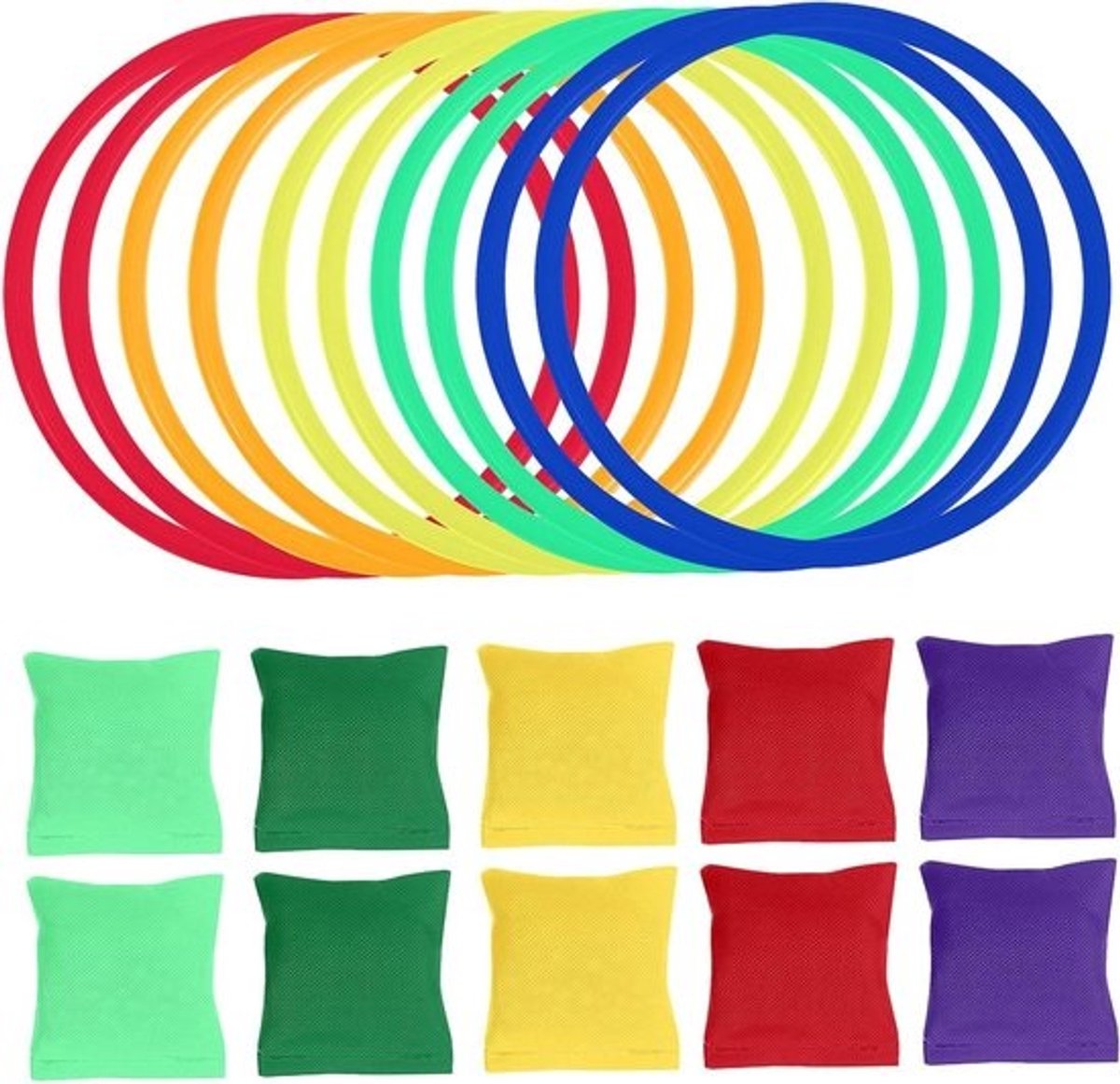 Zitzakken Gooi Spel - Ringwerpen Speelgoed - Feestjes Buiten - Hand Oog Coördinatie - 16 cm - Diverse kleuren