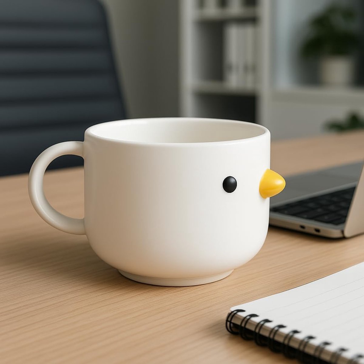 Kipbeker, schattige eendenmok, perfect voor een cappuccino-beker, geweldig cadeau voor koffieliefhebbers, de esthetische en keramische mokken schat (270 ml)