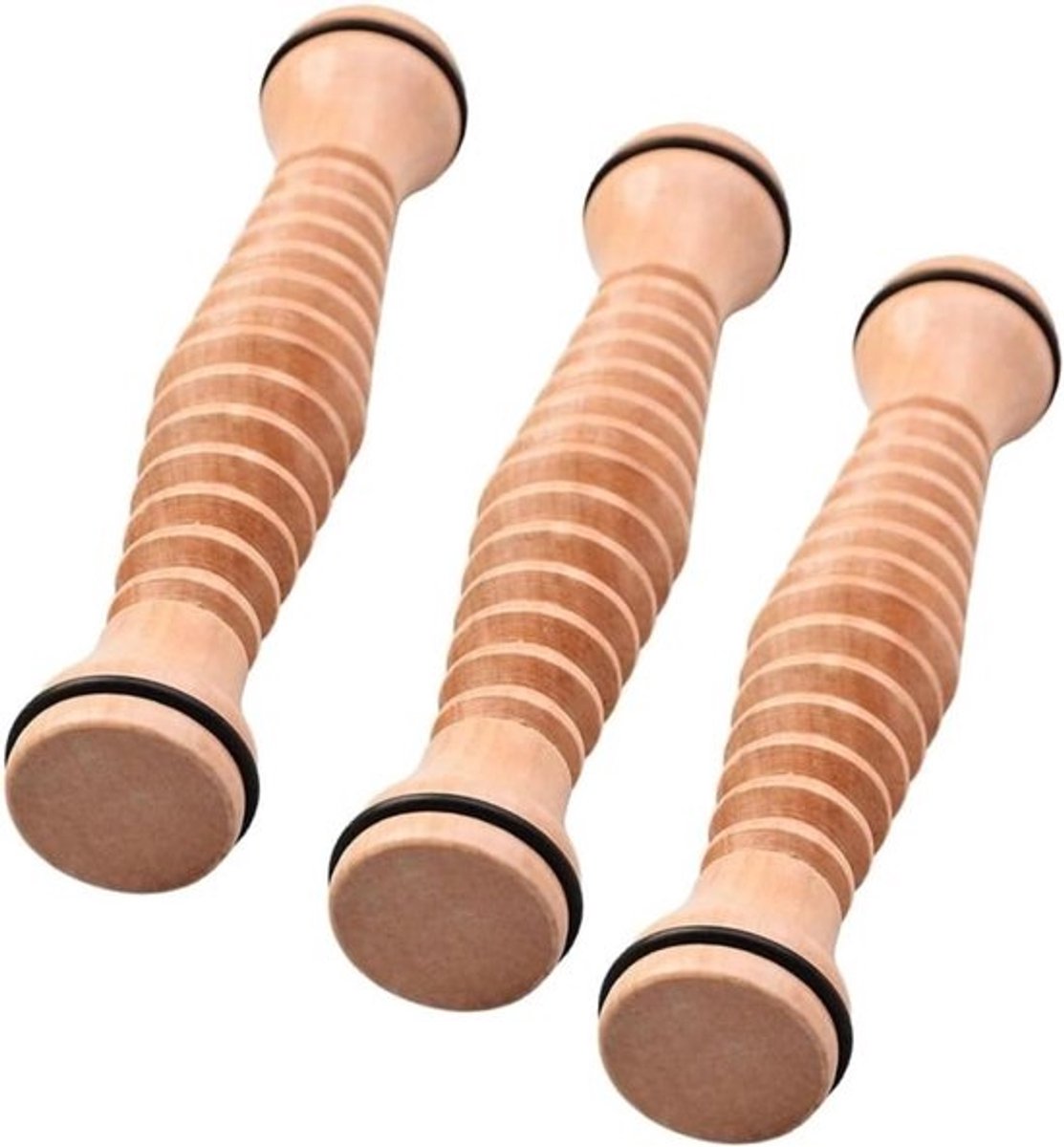 Voetmassage Roller - Houten Massagetool - Voet Ontspanning - Stimuleert Voetspieren - 3 Stuks - Lichtbruin