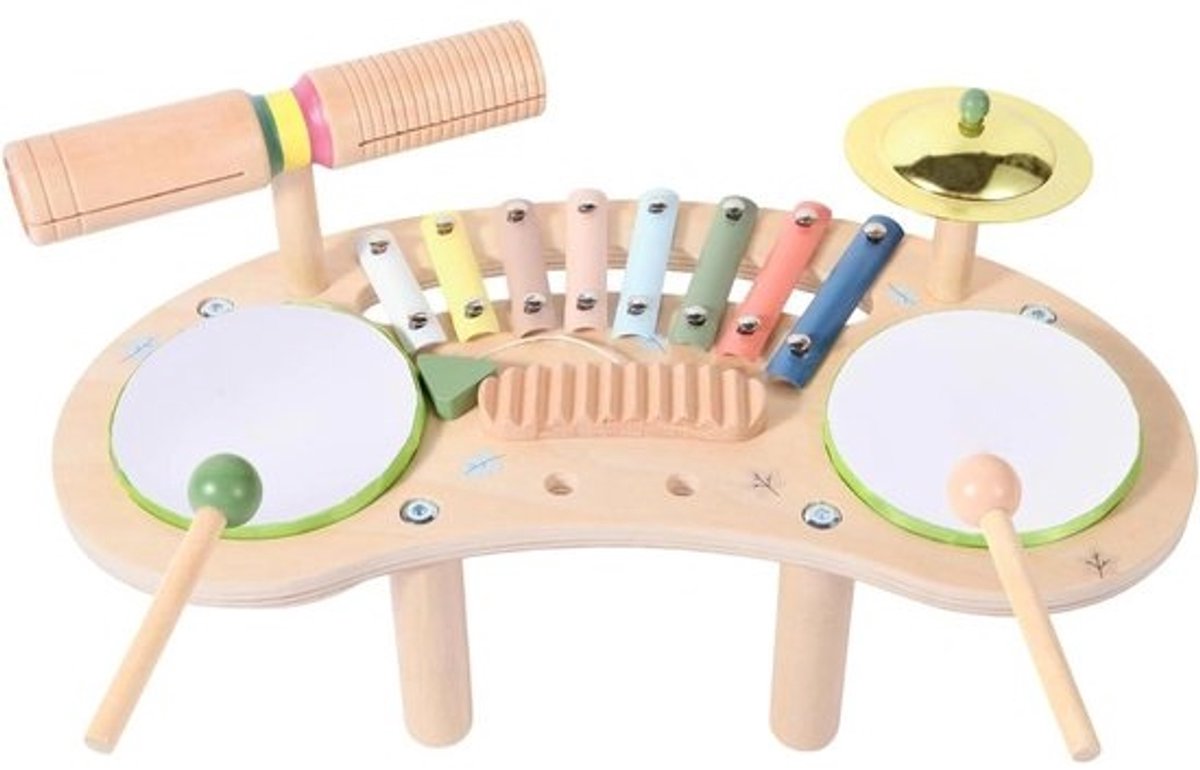Kinderen Muziekinstrumenten - Houten Percussie - Muziek Ontdekken - 7-in-1 Combinatie - 39 cm - Multicolor