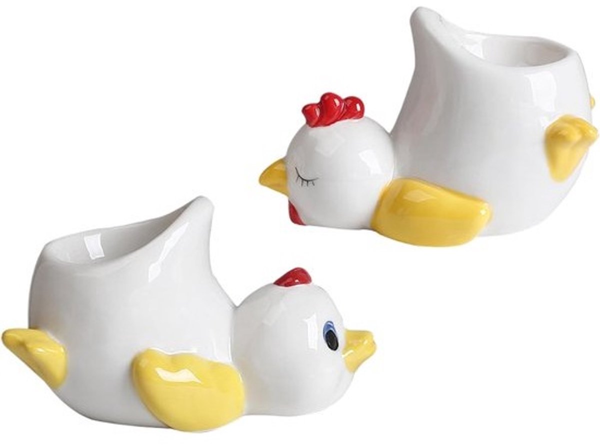 Eierdopjes Set - Kip Eend - Ontbijt Tafel Decoratie - Schattig Keramiek Ontwerp - 11 cm Pakket - Geel