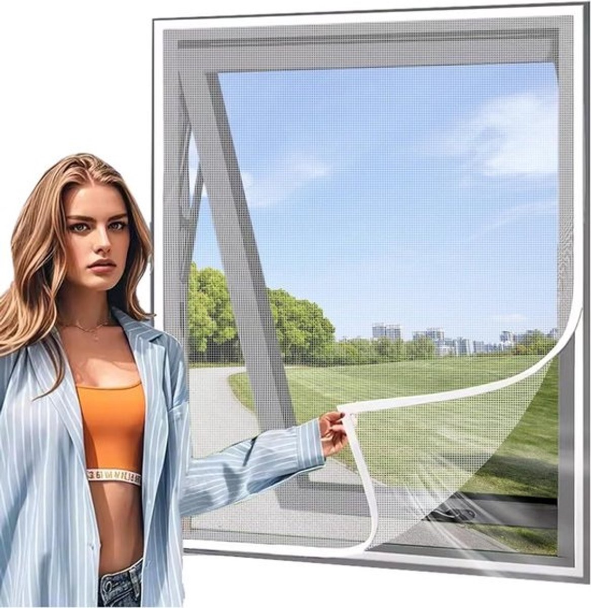 Raamhor - Insectenhor - Buitenleven - Zonder boren - 120x165cm - Wit