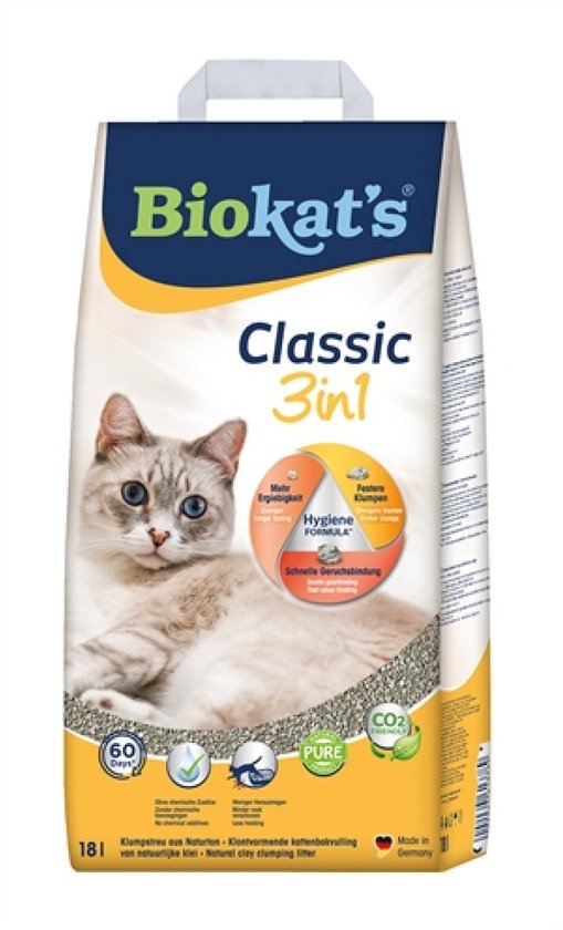 Biokat's Classic 3in1 - 18 L - Kattenbakvulling - Klontvormend - Zonder geur