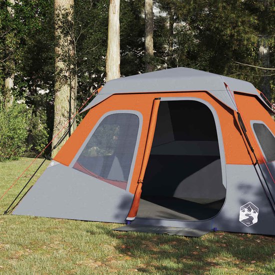 vidaXL - Tent - 6-persoons - waterdicht - snelontgrendeling - grijs - en - oranje van Vidaxl — afbeelding 3