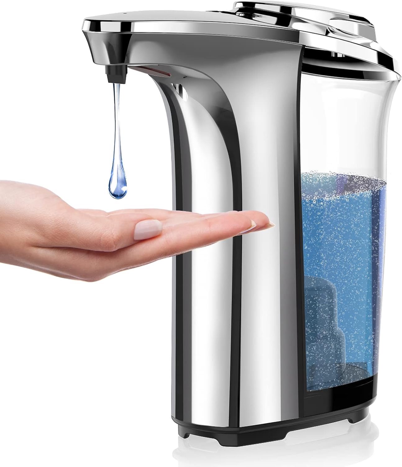 Automatische zeepdispenser, PZOTRUF Touchless afwaszeepdispenser 17oz/500ml met verbeterde infraroodsensor, 5 verstelbare zeepdoseerniveaus, vloeibare handzeepdispenser voor badkamer en keuken