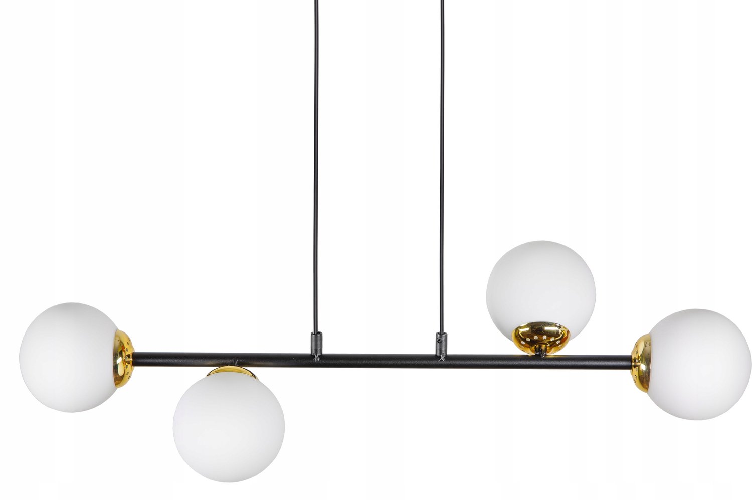 Moderne Glazen Hanglamp Zwart/Goud met 4x E27 Fitting