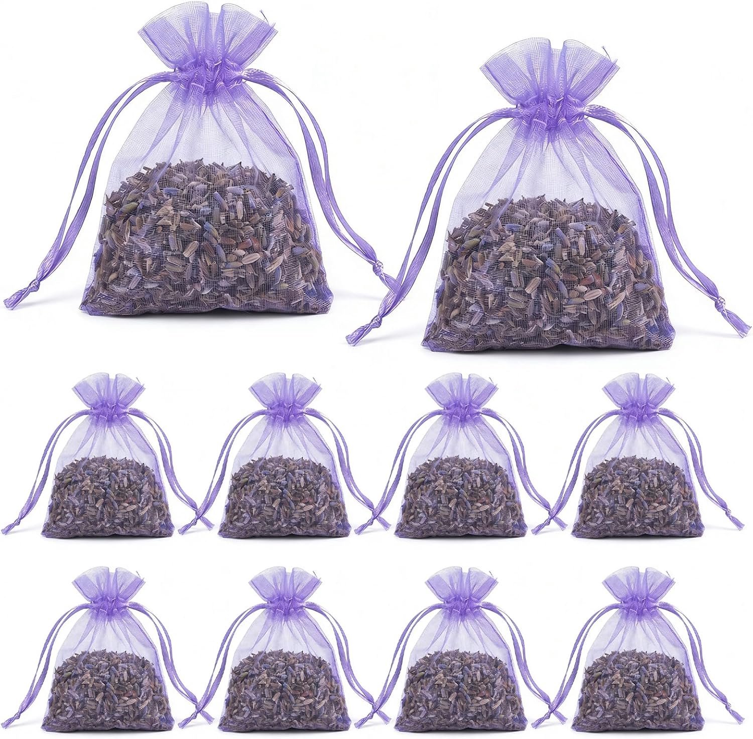10 x luchtverfrisser voor kleding, gedroogde lavendel, zak met lavendel, voor laden, mottenbescherming en ontspanning om te slapen, chiffonzak met trekkoord voor een frisse geur