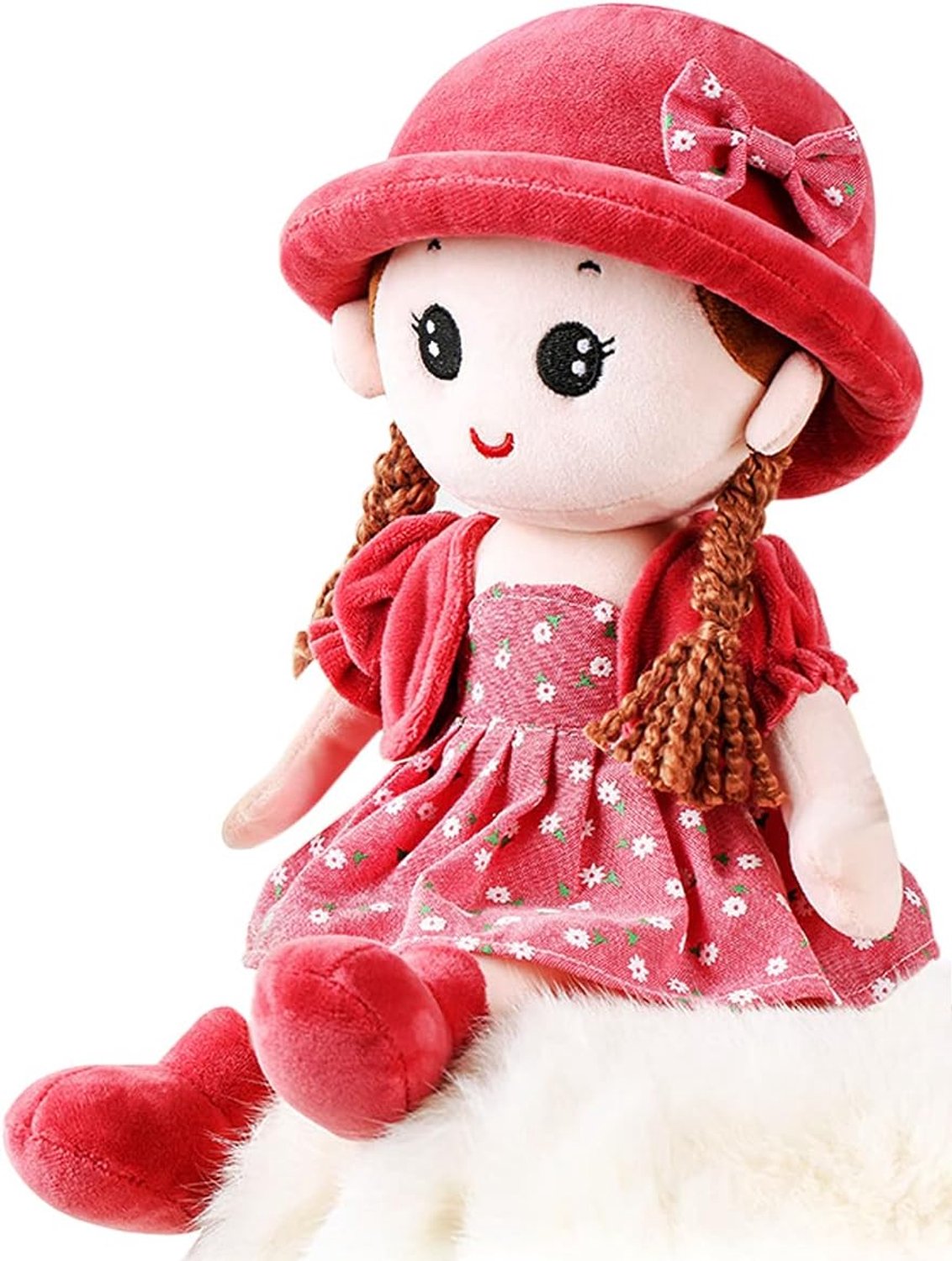 Doekpop voor meisjes, schattig, pluche, zacht, prinses, hoed en kleding, afneembaar, jaar, voor verjaardag, doop, Valentijnsdag, Kerstmis