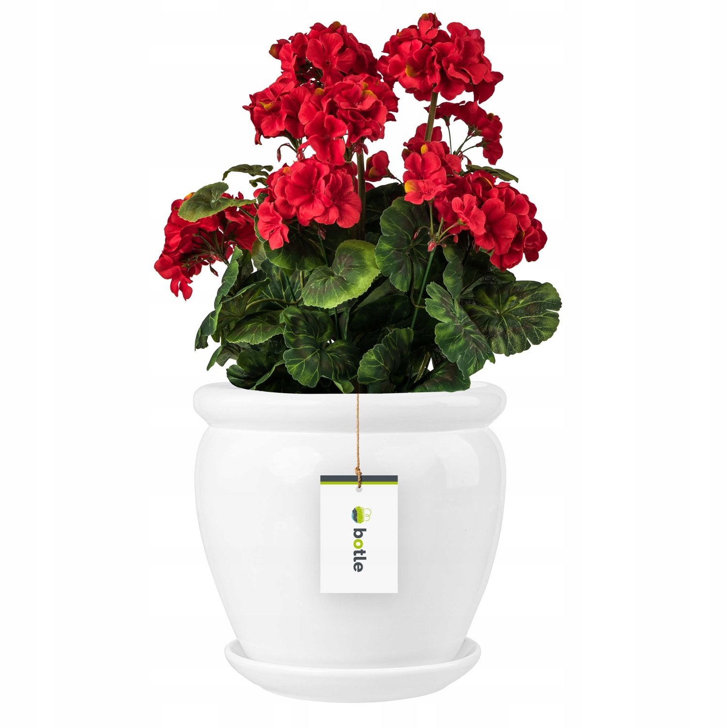 Keramische Pot 22x24 cm met Schotel - Elegant Wit
