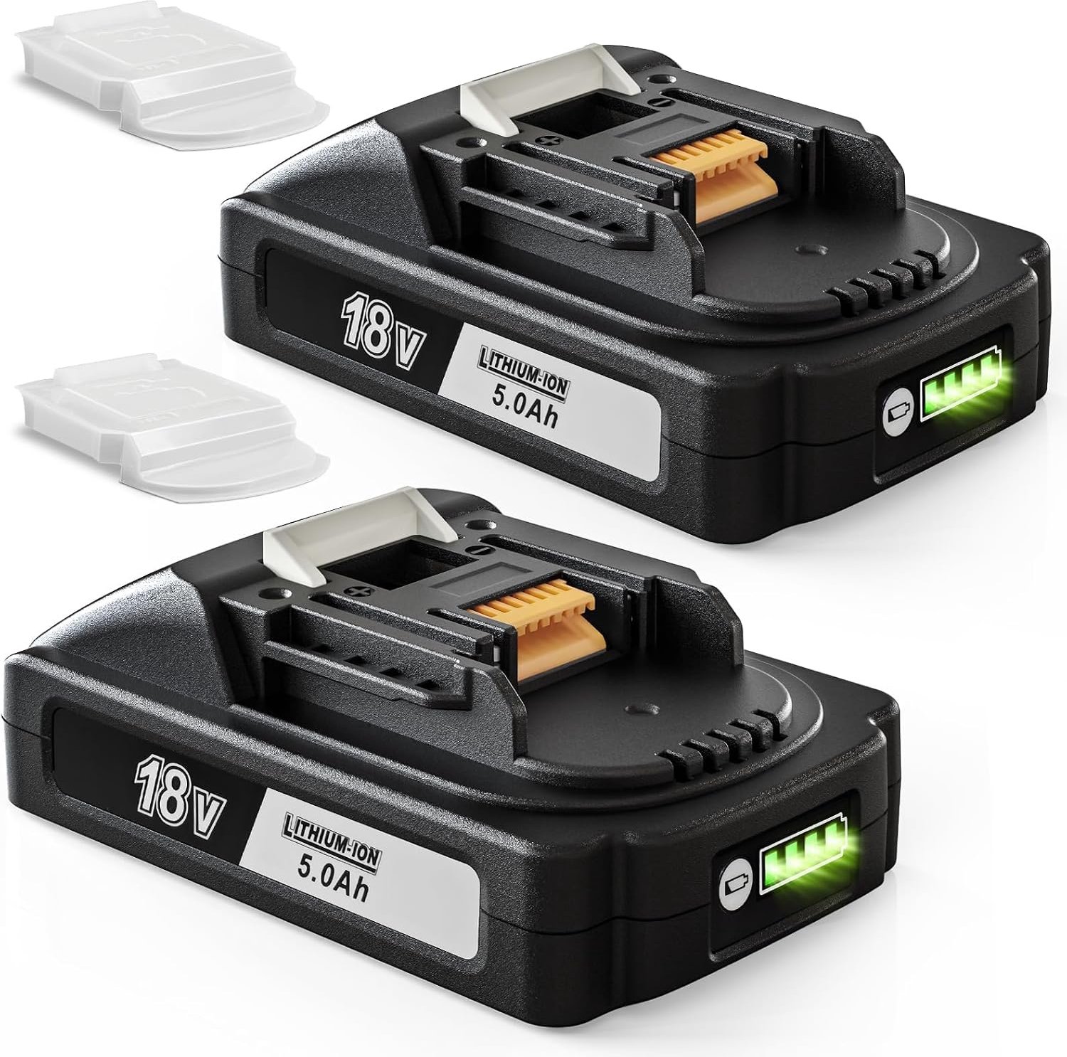 2 x Quantrex 18 V 5,0 Ah Li-Ion vervangende accu voor Makita-accu BL1860B BL1850B BL1840B BL1830B BL1820B BL1815N met brandstofindicator en gereedschapsaccu's