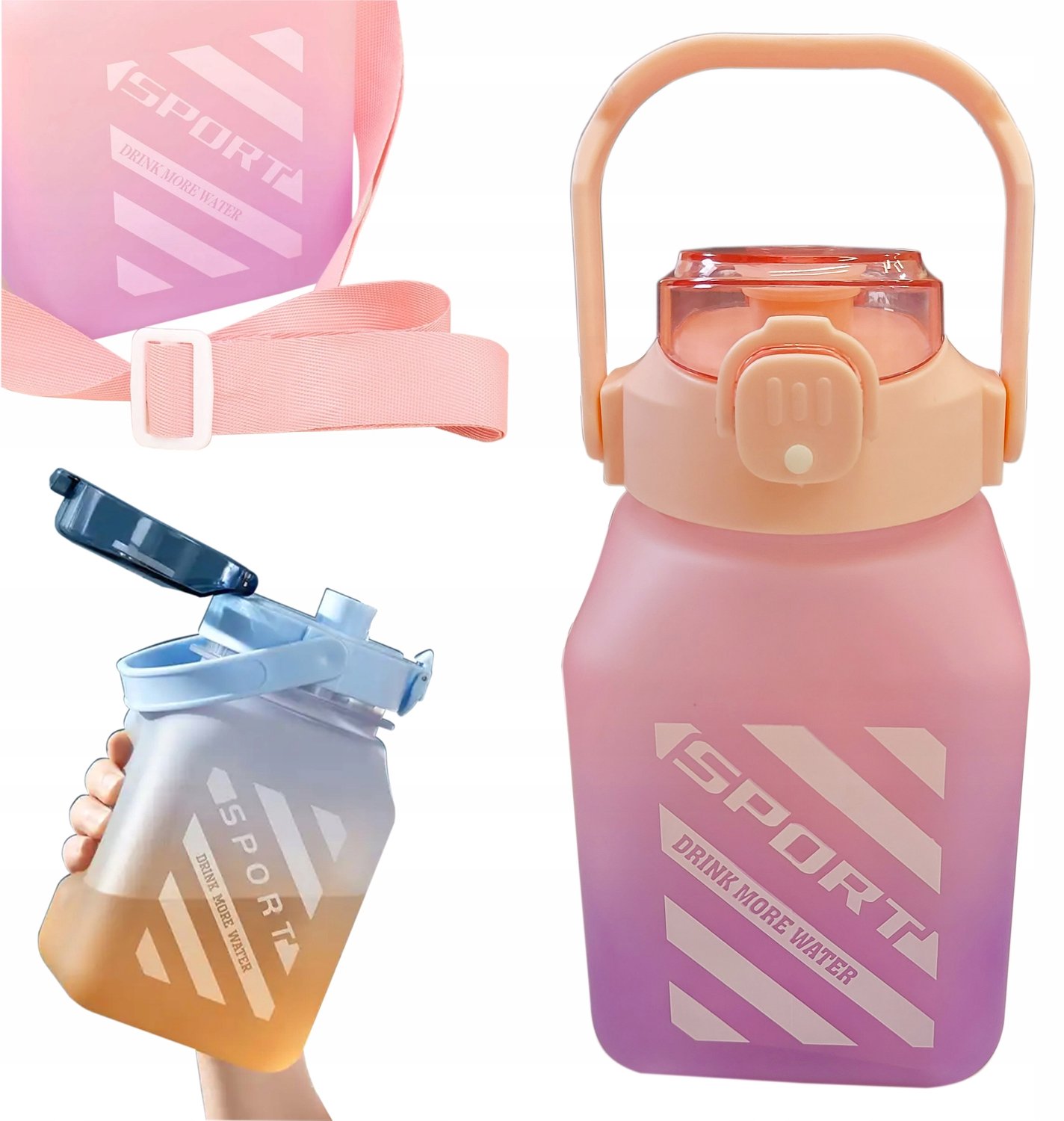 Grote Bidon 1,5L met Rietje, Lus & Handvat - Verschillende Kleuren