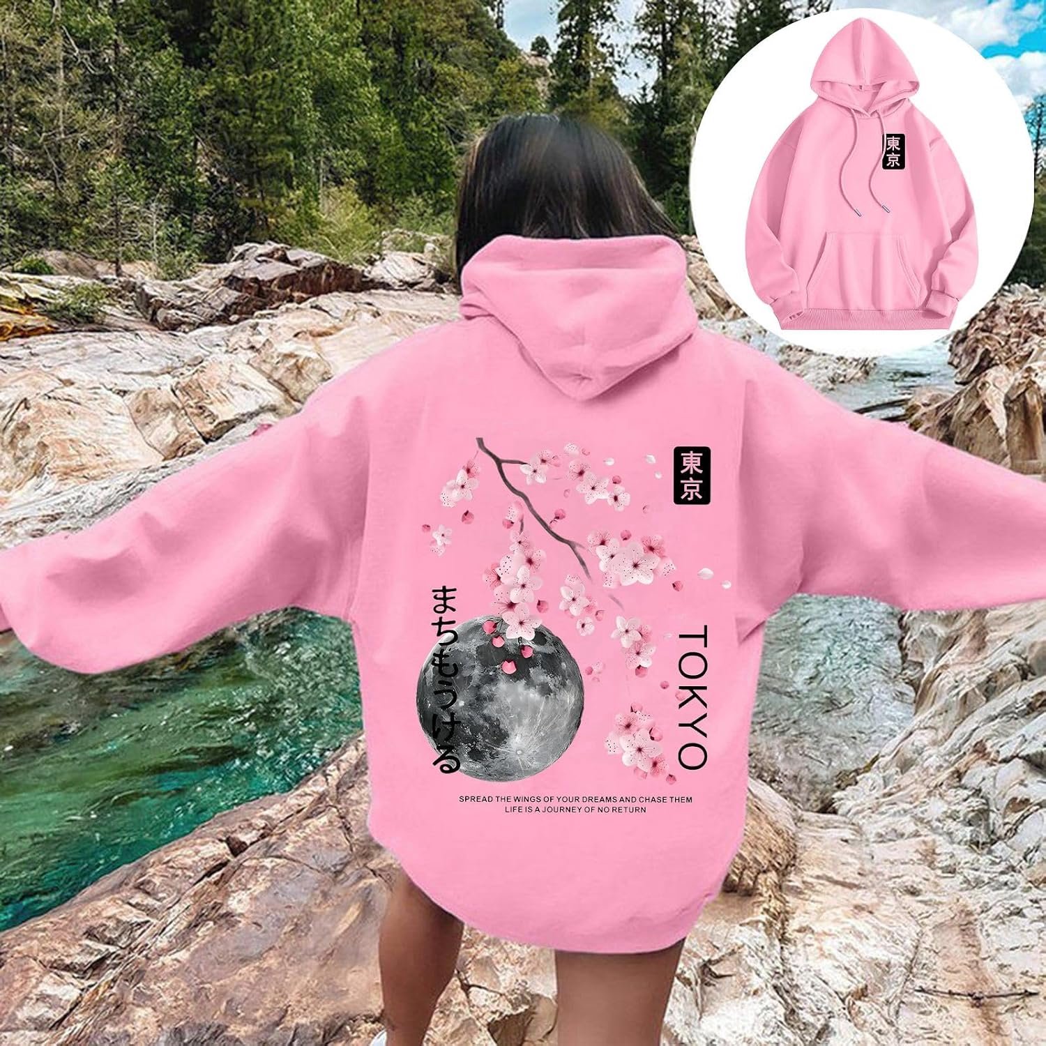 Générique Uniseks sweatshirt met capuchon en lange mouwen met dubbele letterprint, herfst en winter