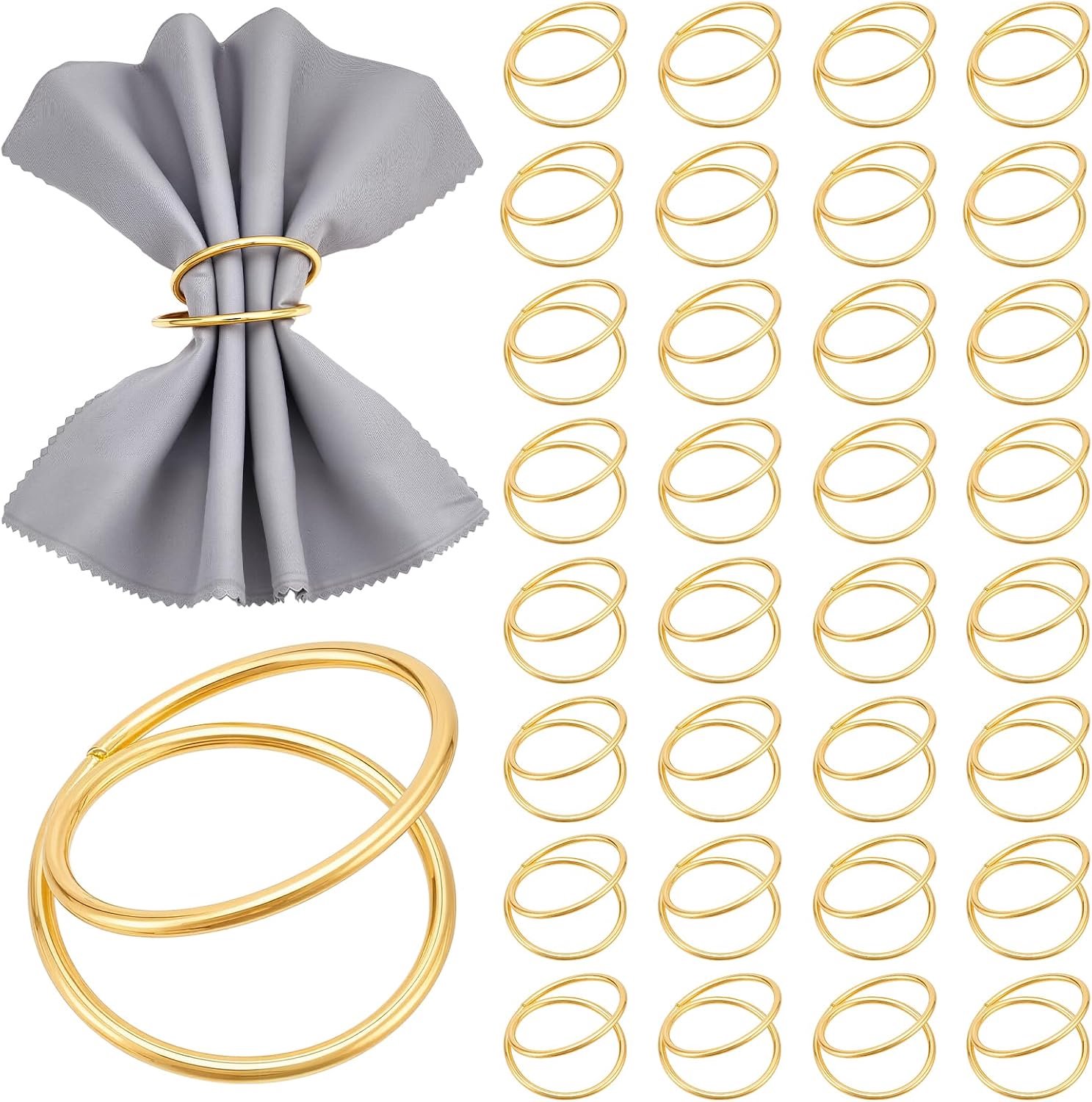 Peacoblue 40 stuks gouden spiraalvormige servetringhouders met 1 doos, moderne roestvrijstalen servetringhouders voor tafeldecoratie-instellingen, vintage servetring voor bruiloft kerstfeest