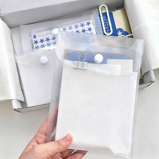 10 stuks verticale plastic enveloppen met kliksluiting herbruikbare stempel opbergzakken kleine waterdichte transparante envelop zakje als sticker organisator ontvangsthouder foto opslag — afbeelding 4
