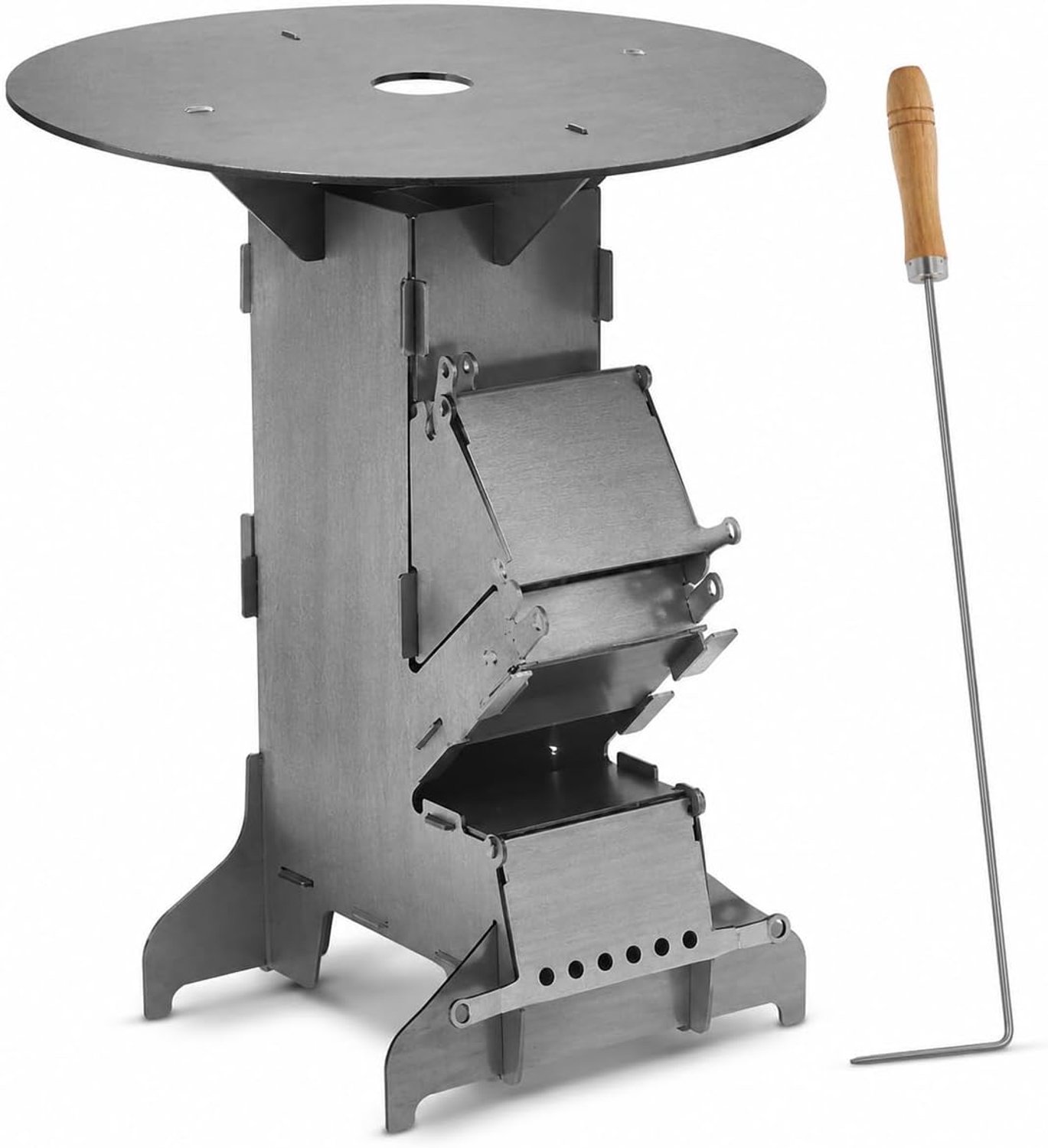 Raketoven met grillplaat en vuurhaak Rocket Stove voor buiten met 2 extra steunpoten Hout BBQ Camping kooktoestel Camping houtkachel Barbecue van