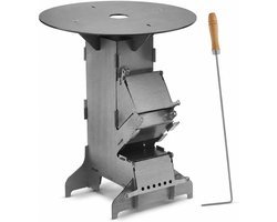 Raketoven met grillplaat en vuurhaak Rocket Stove voor buiten met 2 extra steunpoten Hout BBQ Camping kooktoestel Camping houtkachel Barbecue van