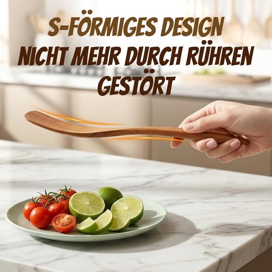 Spatel hout, set van 2 pannenspatels, olijfhout, kooklepel | Houten keukengerei, hittebestendig, antibacterieel, vaatwasmachinebestendig — afbeelding 4