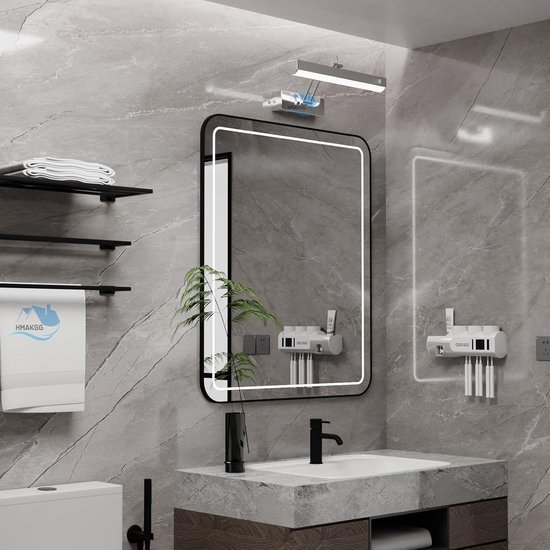FREEDL LED-Spiegellamp Badkamer met Schakelaar, Badkamer Wandlamp met Bewegingssensor, 6000K Badkamerlamp Wand 240° Draaibaar, Waterdicht IP44 Make-uplicht voor Spiegelkasten en Spiegels, 42CM 8W — afbeelding 4
