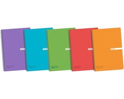 Enri Status 400073981 notitieboeken, spiraalbinding, transparant plastic deksel, 4 stuks