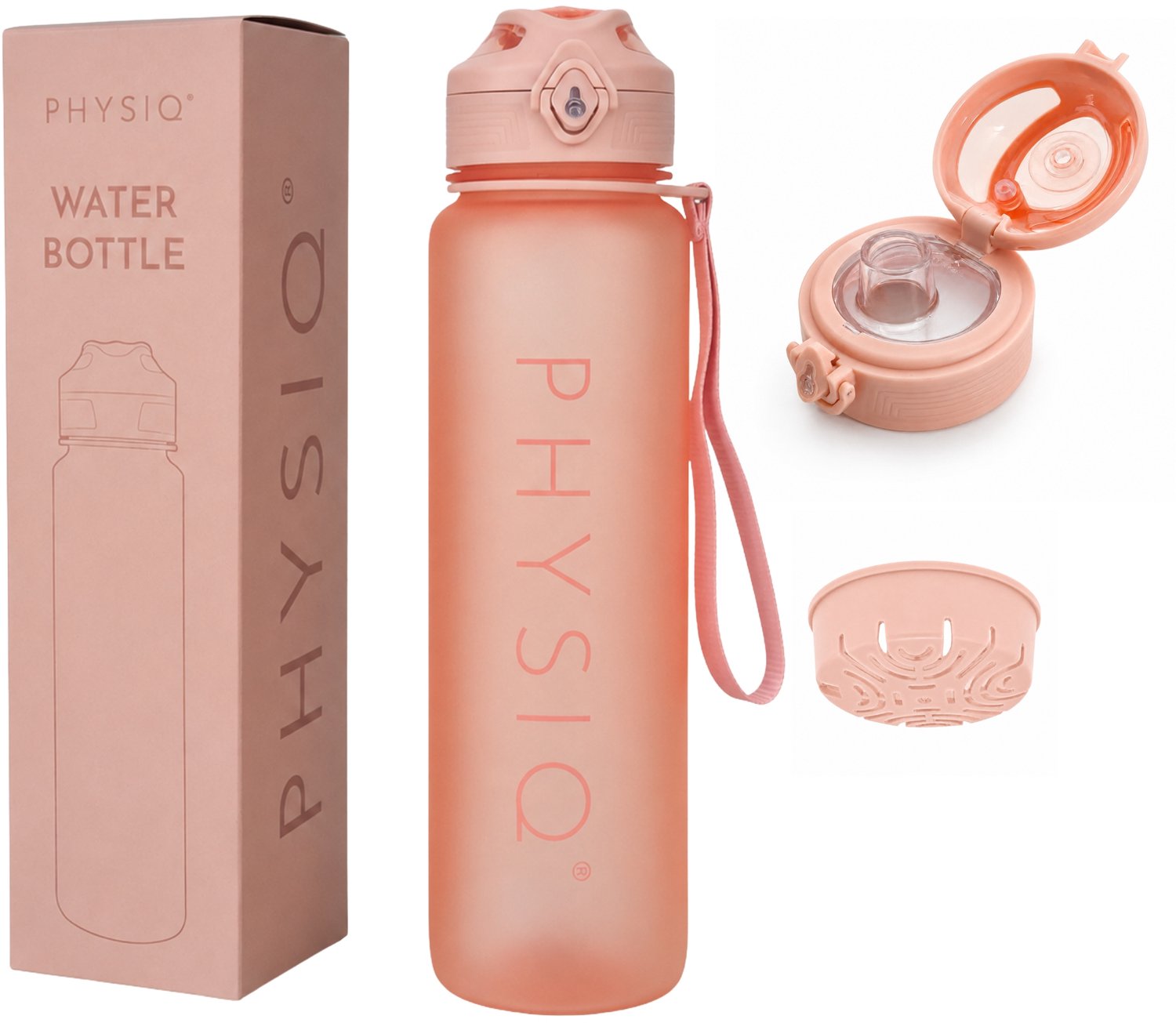 PHYSIQ Tritan Bidon 1000ml BPA-vrij - Lekvrij & Fruitfilter - Perzik