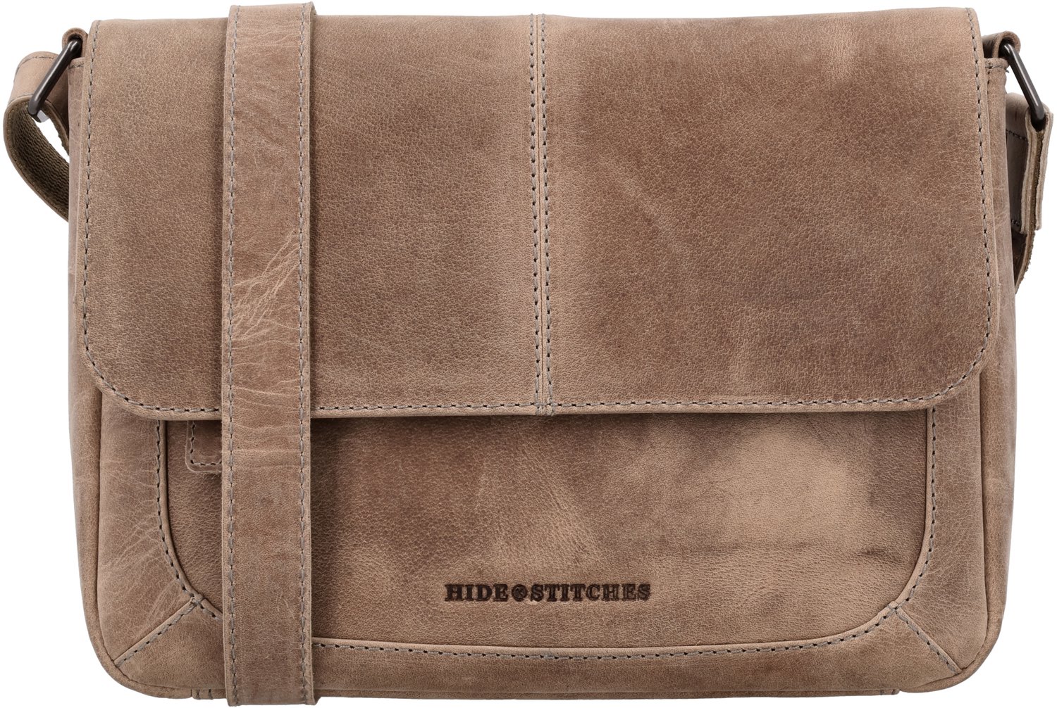 Hide & Stitches Idaho Schoudertas - 100% Leer - Donkerzand