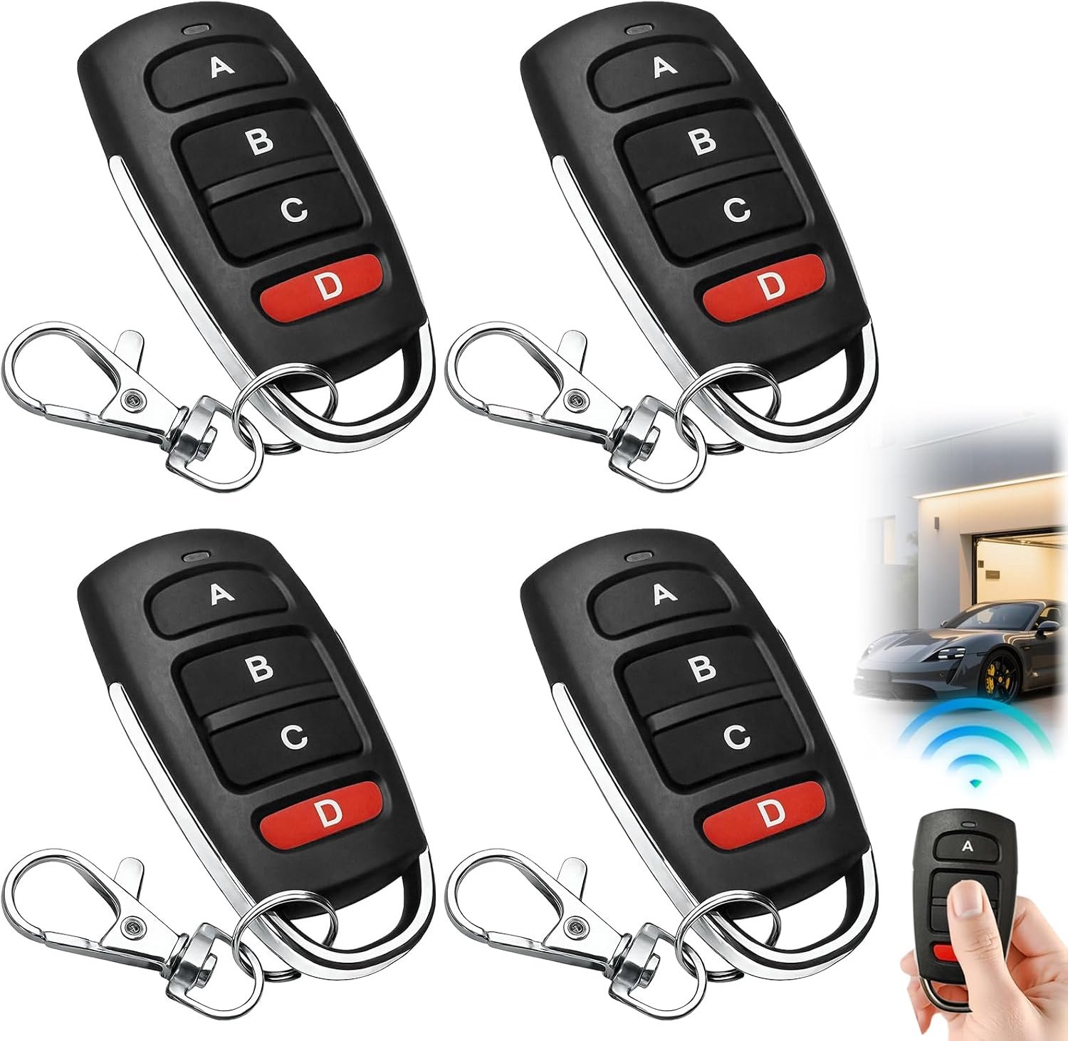 Garagedeuropener 4 stuks - universele afstandsbediening - 433 MHz - betrouwbare signaaloverdracht - ShopVlot