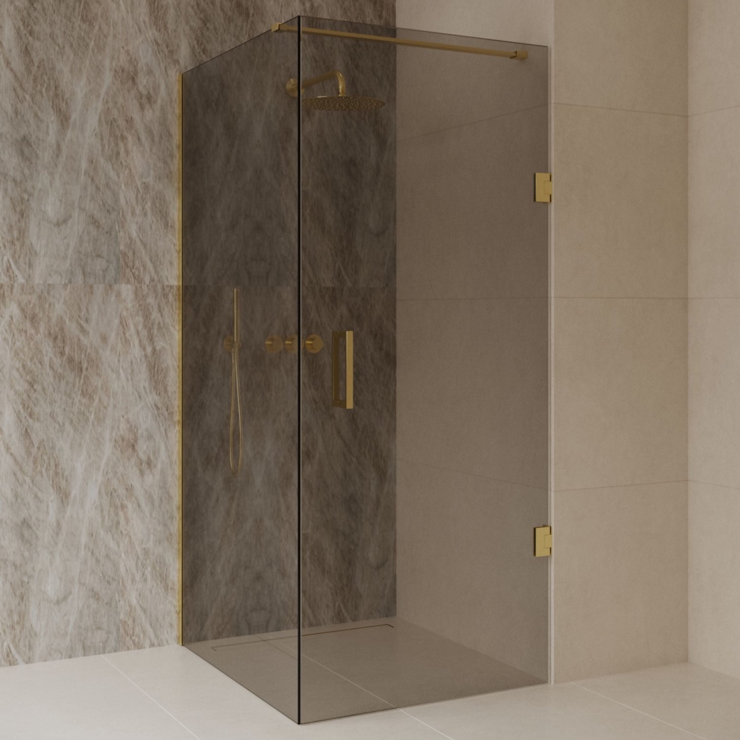 Sanitado Dalis Douchecabine Rookglas Mat Goud Profielen 100x80 cm