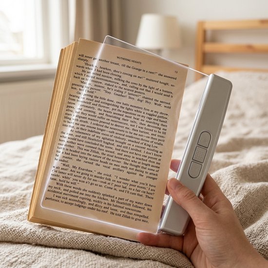 WiseGoods Platte Leeslamp LED - Lightpad - Boek Lamp Pagina - Boekenlegger Lamp - Bladzijde Verlichting - 14.5 x 17.2 x 1.5cm van WiseGoods — afbeelding 4