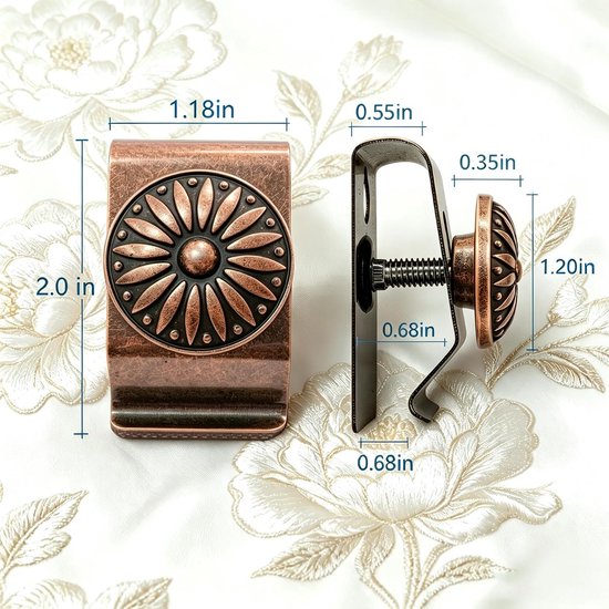 Wandtapijt muur opknoping klemmen 2 stuks textiel kunst decoratie hangers metalen clips voor opknoping tapijten tapijt display (brons) — afbeelding 3