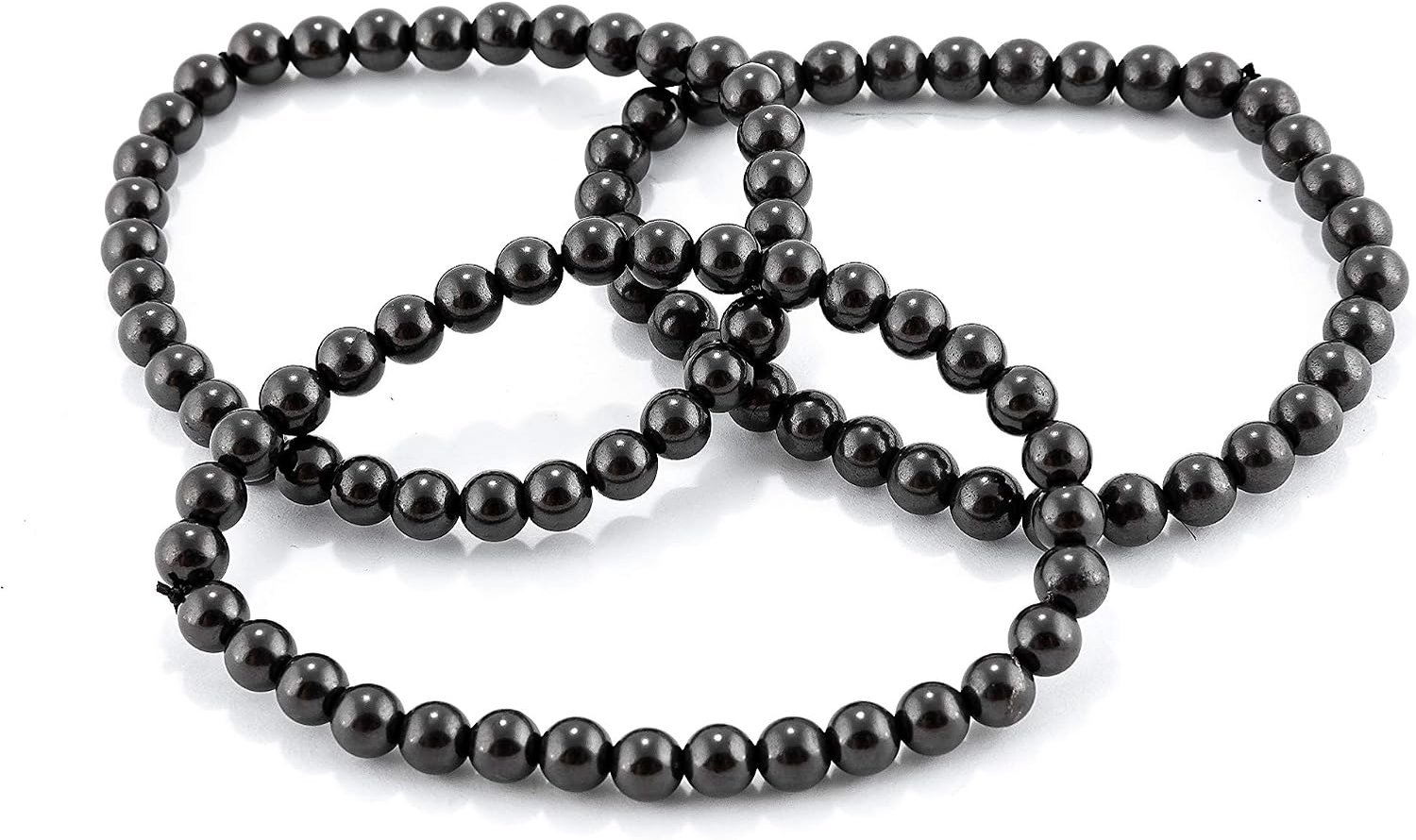 SN NATURSTEIN UG Edelsteen shungit rechtstreeks uit Karelië: 3 x armband Dewdrops, Eén maat, shungite