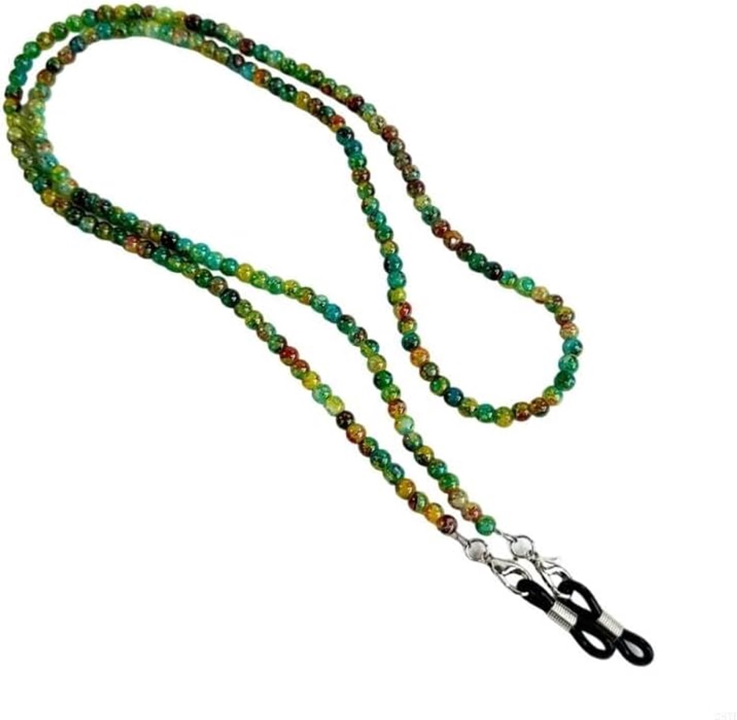 Handgemaakte brillenketting met glazen kralen, casual of gala-brillenketting(Green)