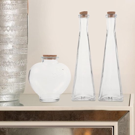 3 Stuks Delige Glazen Wensfles met Hartvormige Container voor Zandceremonie Decoratieve Handgemaakte Potten voor Bruiloft Souvenirs — afbeelding 3