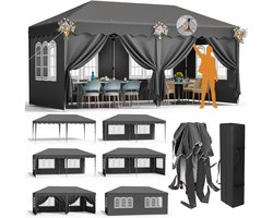 LIFERUN Paviljoen 3x6m,Opvouwbaar Partytent met 6 Zijpanelen Waterdicht