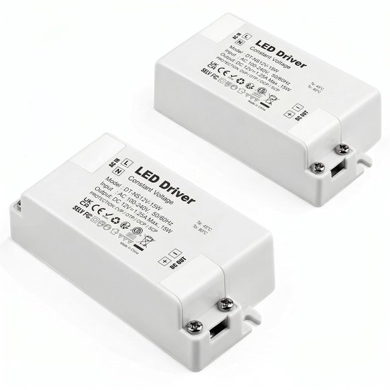 2 stuks led-drivers, 12 V, 15 W, led-voeding 12 V, transformator 1,25 A, voedingen 220 V naar 1,25 A, driver AC/DC met constante spanning, compacte transformator voor G4 MR11 MR16 spot, keuken — afbeelding 4