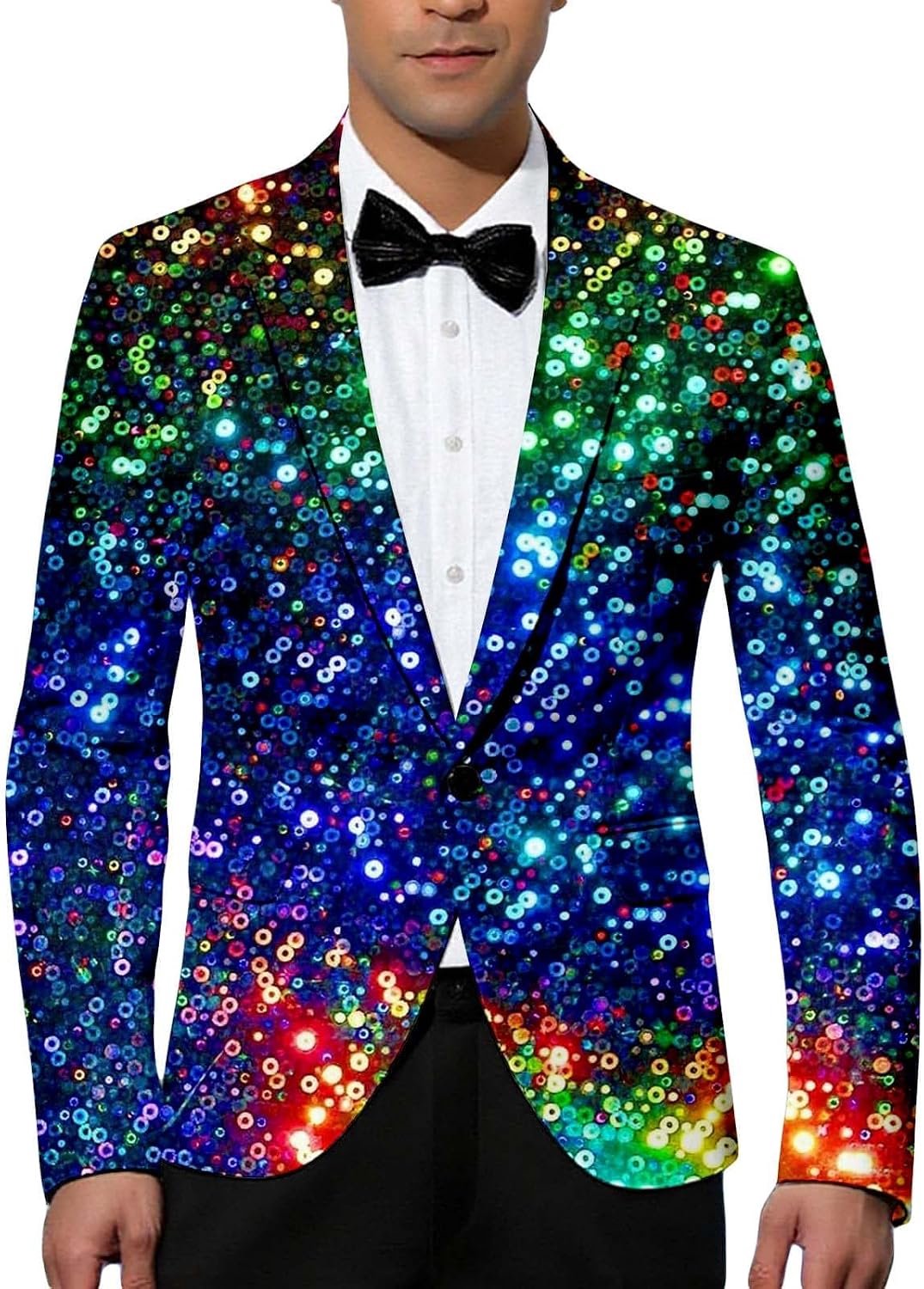 Générique Elegante avondjas met glitterprint, carnaval, ideaal voor feesten, gala's en andere chique evenementen. Elegant design, comfortabele en modieuze pasvorm. (OTHER, XXL)