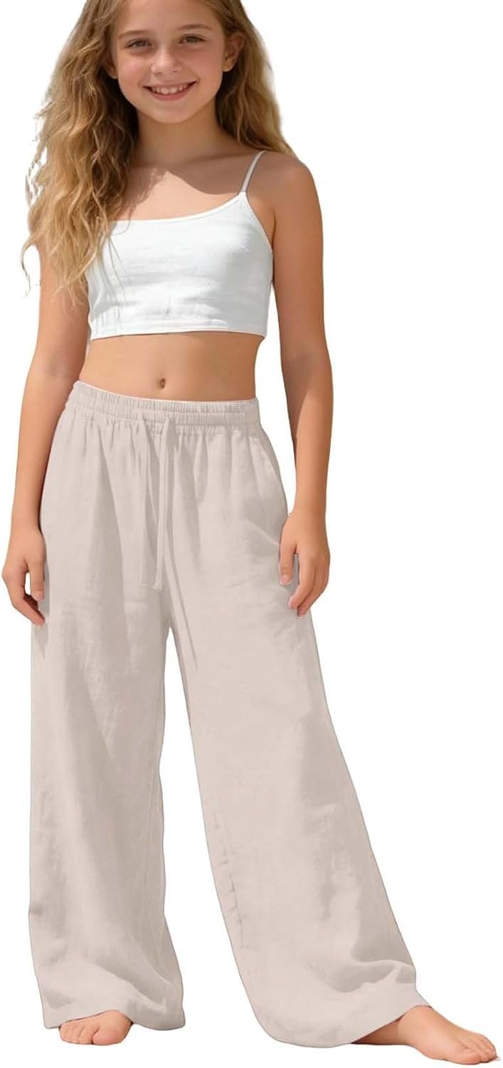 Damesbroek met ruches, zomer, vloeiend, bohemien, strand, vakantie, katoen, licht, ademend, schattig, kinderkleding, zacht, A135