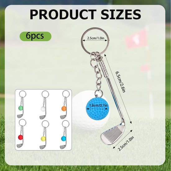 6 stuks golfsleutelhangers golfclub bal hanger voor golfspelers — afbeelding 2