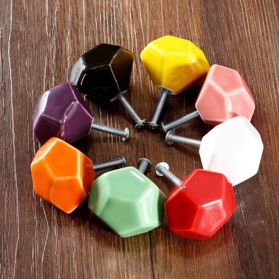 6 stuks Lade Knoppen Keramische Kabinet Knoppen Keuken Slaapkamer Kantoor Kastdeur Trekhendel Meubels Borst Dressoir Handgrepen voor Kast Kledingkast Creatieve Home Decor (Paars) — afbeelding 2