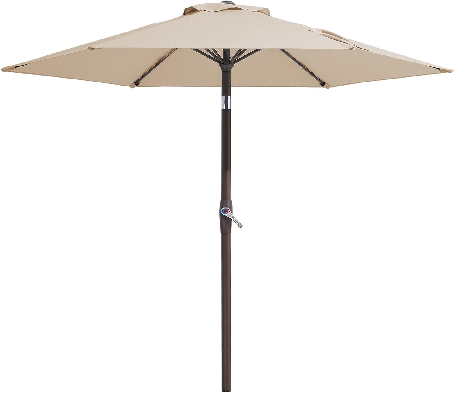 Palawano Tuinparasol van 2,26 m / 2,7 m met 8 stevige ribben, drukknop kantel-/zwengel tuinparasol, outdoor parasol voor tuin, terras, achtertuin, zwembad en strand