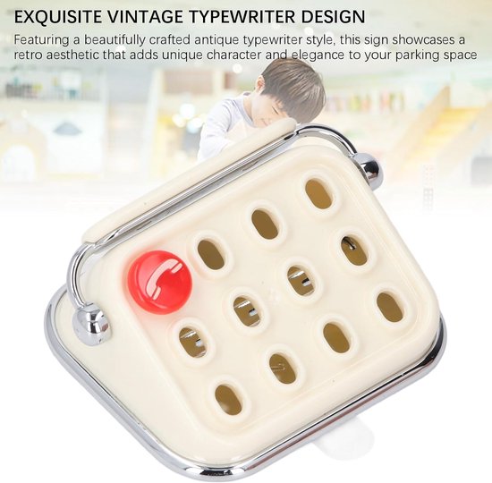 Vintage typemachine, parkeerplaats telefoon nummerbord, antieke stijl decoratie, auto dashboard, telefoon nummerplaat (beige) — afbeelding 2