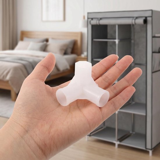 12 Stuks Delige Witte Plastic Hoekverbindingen Id Stevige Kledingkast Verbindingsstukken Universele Vervanging voor Draagbare Kledingrekframes Stofvriendelijk Ontwerp — afbeelding 2